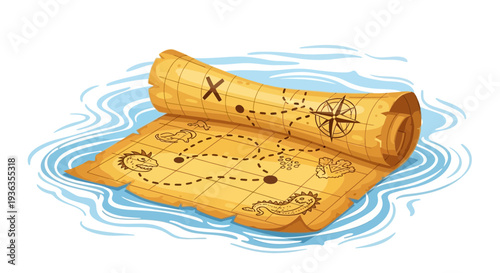 Treasure Map Floating on Water