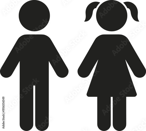 Male and female human icons silhouette set simple people symbols restroom sign vector illustration isolated on white background