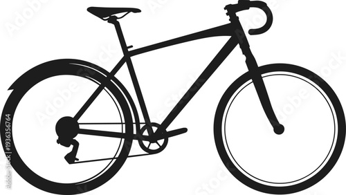 Road bicycle silhouette side view cycling sport bike vector illustration isolated on white background for transportation fitness recreation design