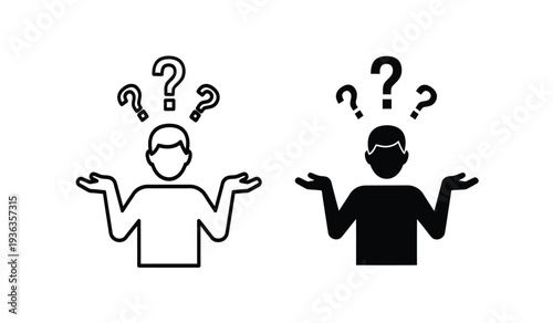 Confused people with question marks thinking and wondering about problems