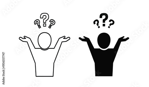 Two people with question marks above their heads in confusion or uncertainty
