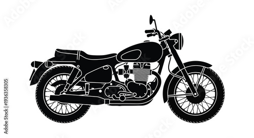 A striking black silhouette of a classic motorcycle showcasing vintage design and powerful styling silhouette high quality professional