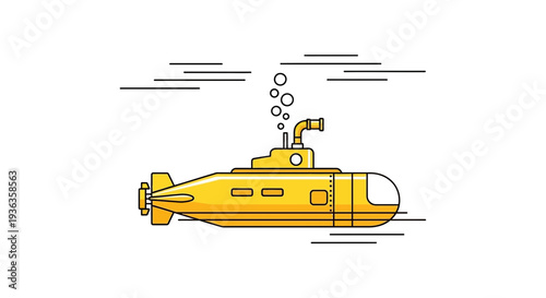 Yellow Submarine Illustration - Underwater Exploration