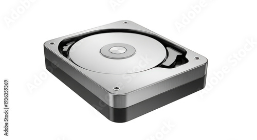 High-capacity computer hard drive disk isolated on transparent background