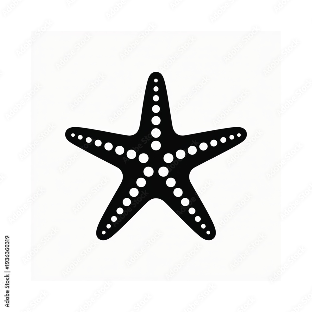 Ταπετσαρία Simple black silhouette of a five pointed starfish on a white background