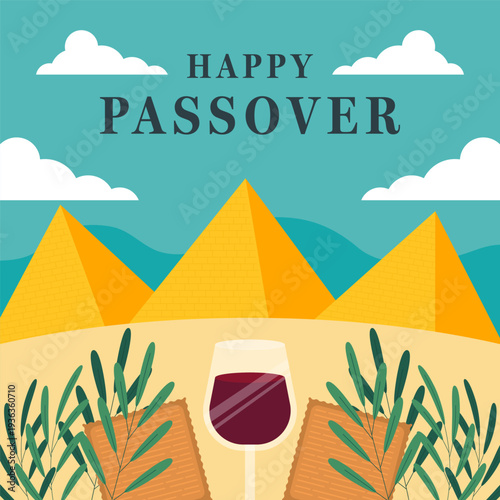 celebrate jewish passover illustration in flat design