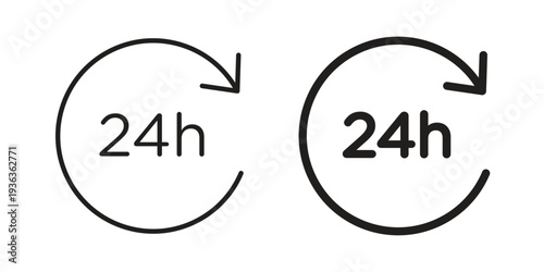 24 Hrs icon linear symbol. Vector Designs.