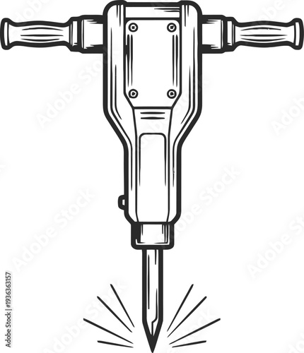 Vector illustration of a jackhammer, drilling tool
