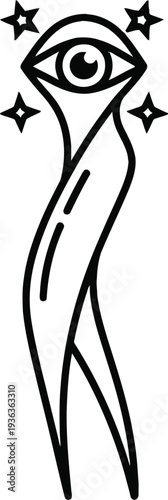 Vector illustration of an eye with stars and a twisted shape