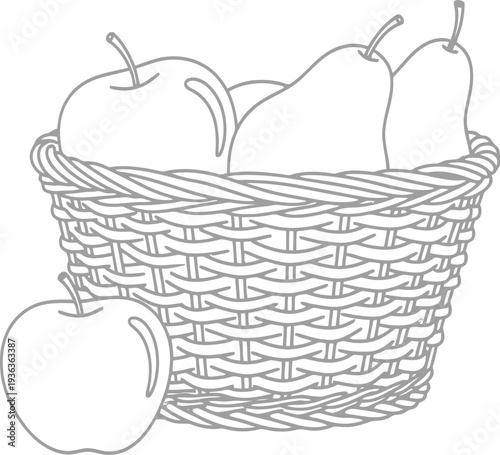 Vector illustration of pears in a wicker basket