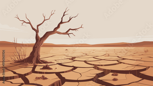 Barren Landscape with Dead Tree