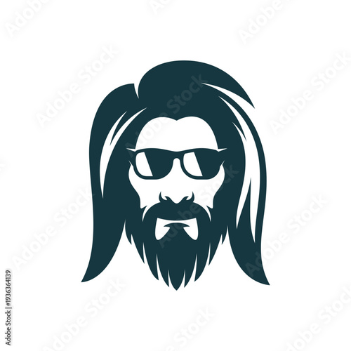 Silhouette of Man with Beard and Sunglasses