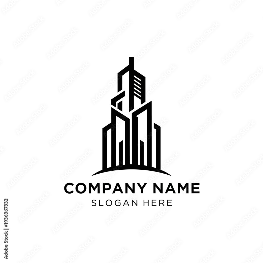 Naklejka premium Modern Skyscraper Logo Design Template.