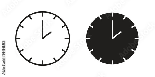 Clock two icon linear symbol. Vector Designs.