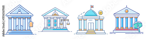 Set of courthouse and government building icons flat design vector illustration scalable graphic