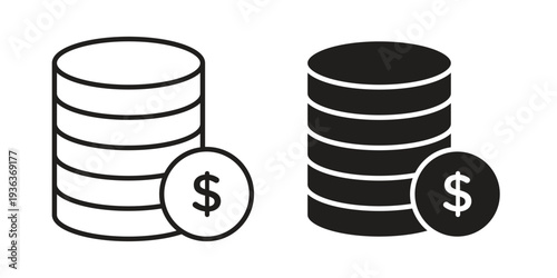 Coins icon linear symbol. Vector Designs.