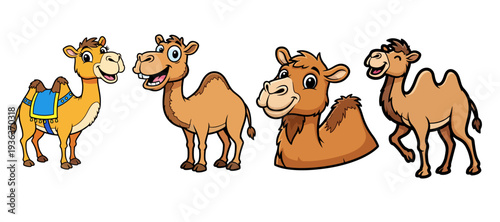 Cartoon Camel Vector: Cute Desert Animal and Dromedary Character Set