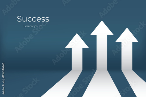 Multiple upward arrows representing business success, growth strategy, and financial progress concept.