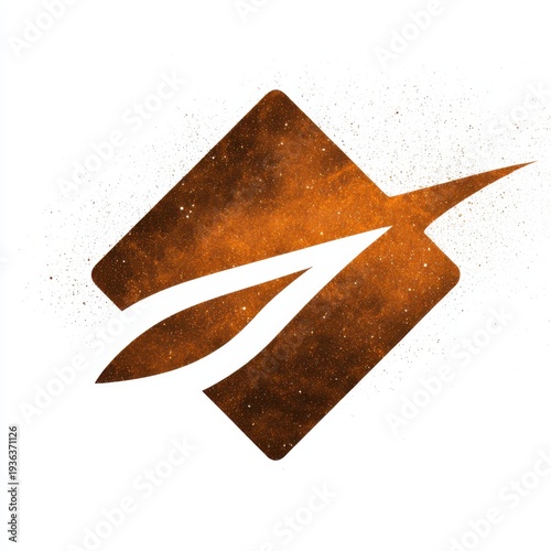 Fiery Orange Diamond Shape With Swirling Lines And Speckles Abstract Design