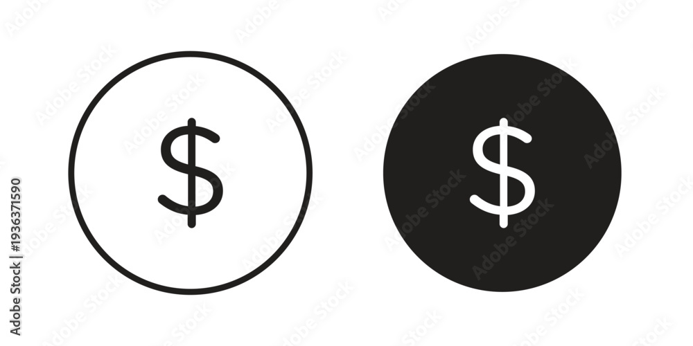 Fototapeta premium Dollar icon linear symbol. Vector Designs.