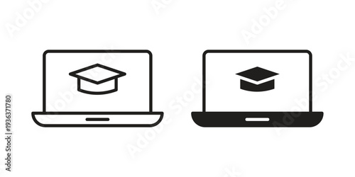 E learning icon linear symbol. Vector Designs.