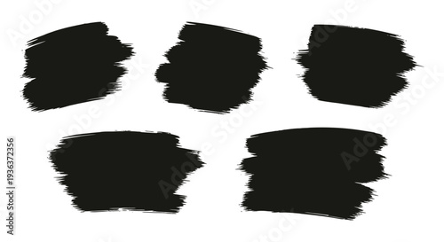 Abstract brushstroke shapes in black against a white background create a textural composition silhouette high quality professional detailed