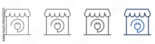 
outline icon set electronics shop with electronics shop design