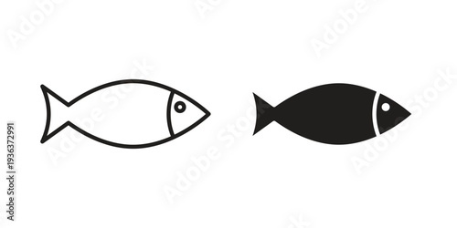 Fish icon linear symbol. Vector Designs.