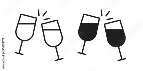 Glass-cheers icon linear symbol. Vector Designs.