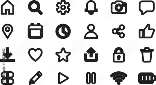 Set of 20 web interface icons vector