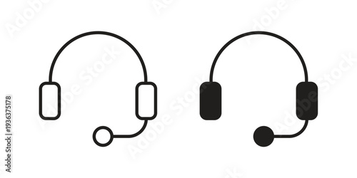 Headset icon linear symbol. Vector Designs.