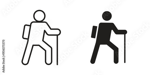 Hiking icon linear symbol. Vector Designs.