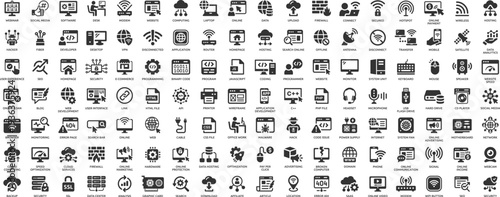 Mega collection concept of internet, computer, SEO, website and Wifi. Vector