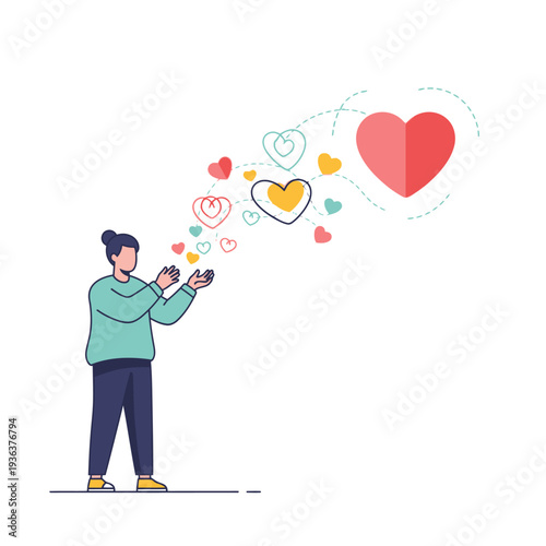 Person Sending Love Hearts Animation Concept