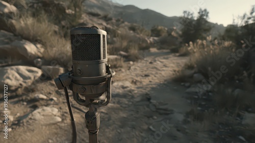 Retro microphone on dusty