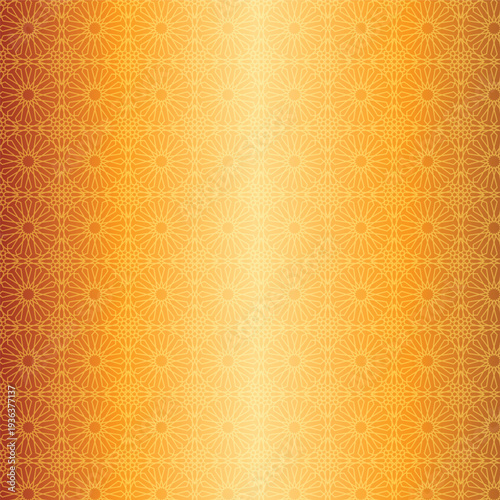 Seamless floral damask pattern with gold vintage ornaments on a brown antique texture for Victorian baroque wallpaper design