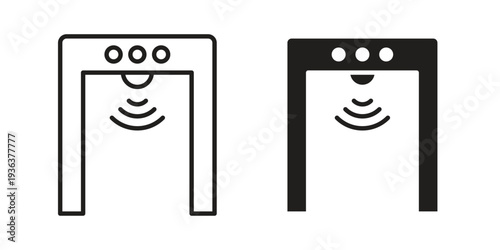 Metal detector icon linear symbol. Vector Designs.