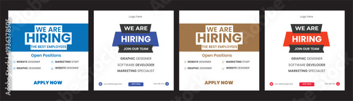 We are hiring job vacancy square social media post banner template  We are hiring announcement vector creative design and social media post template