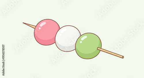 Pink, White, Green Dango Skewered Dessert