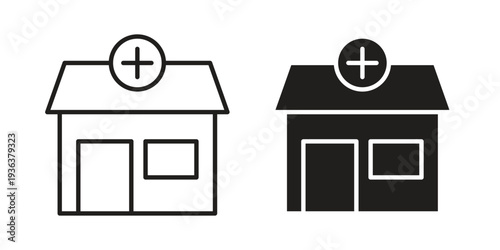 Pharmacy icon linear symbol. Vector Designs.