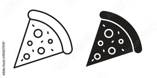 Pizza slice icon linear symbol. Vector Designs.