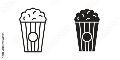 Popcorn icon linear symbol. Vector Designs.