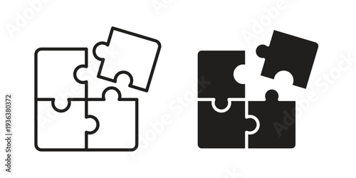 Puzzle icon linear symbol. Vector Designs.