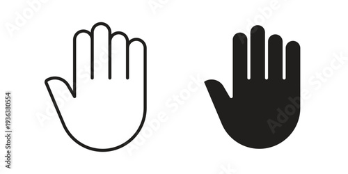 Raised hand icon linear symbol. Vector Designs.