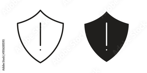 Shield exclamation icon linear symbol. Vector Designs.