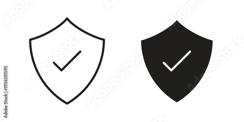 Shield check icon linear symbol. Vector Designs.