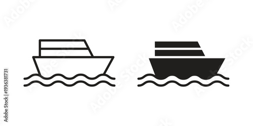 Ship icon linear symbol. Vector Designs.