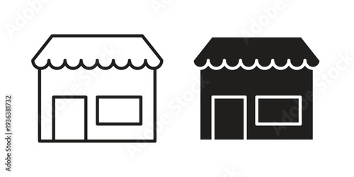 Shop icon linear symbol. Vector Designs.