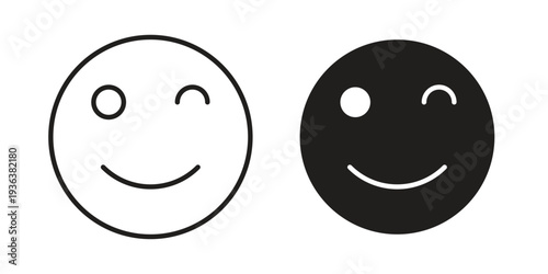 Smile wink icon linear symbol. Vector Designs.