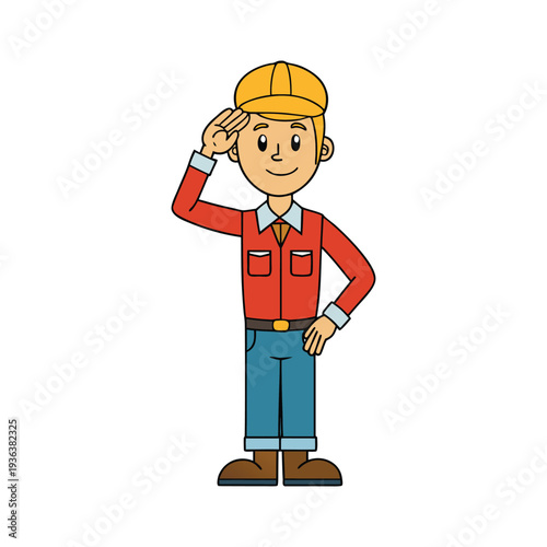 Patriot day male worker in uniform saluting with respect and honor